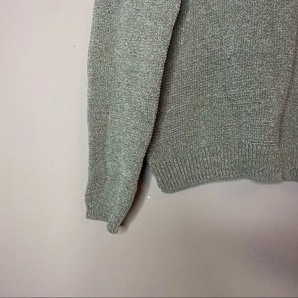 Children's Place Girls Green Sage Knit Sparkly Long Sleeve Pullover Blouse